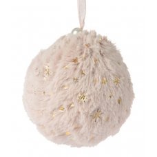 Χριστουγεννιάτικη Μπάλα με Ροζ Γούνα και Αστεράκια (10cm)